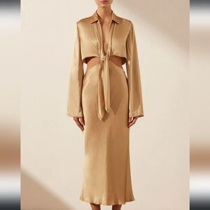 Shona Joy Oliviera Long Sleeve Tie Front Dress